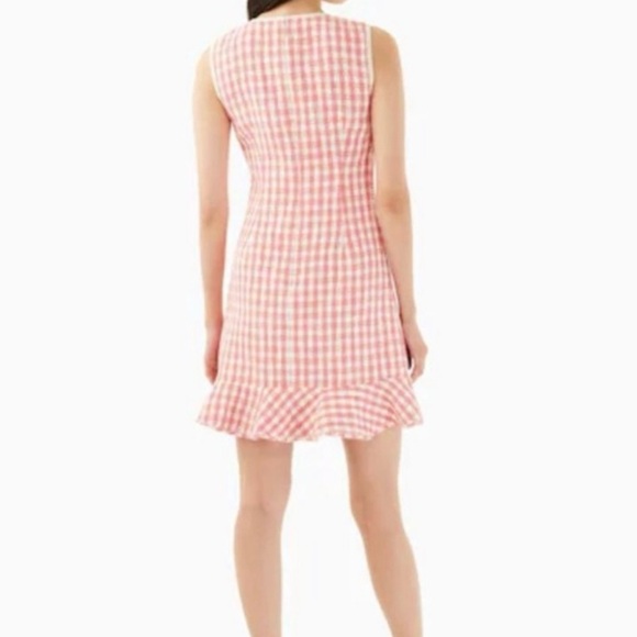 Kate Spade Pink and White Gingham Tweed Dress – Size 0, Like New - Picture 4 of 14